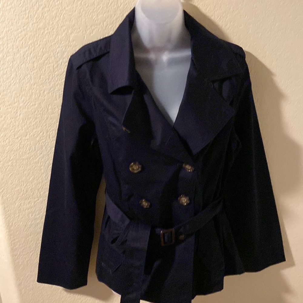Merona Belted Trench Coat. Size L. Navy blue!